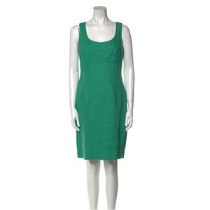 L.K. BENNETT Green Scoop Neck Knee-Length Dress Size: M | US6, UK10